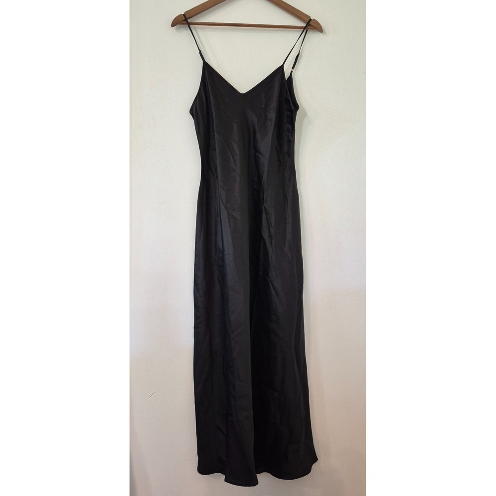 100% Silk Maxi Slip Dress Size M 90s Minimalist Old Money Luxury Dark Romantic